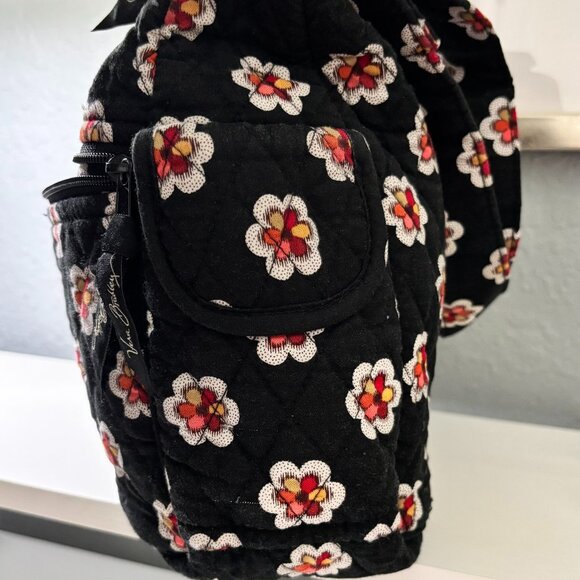 Vera Bradley Pirouette Lisa B Quilted Cotton Black Floral Shoulder Bag - Picture 3 of 6